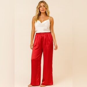 Victoria’s Secret Vintage Wide Leg Satin Pajama Pants Red sz Small